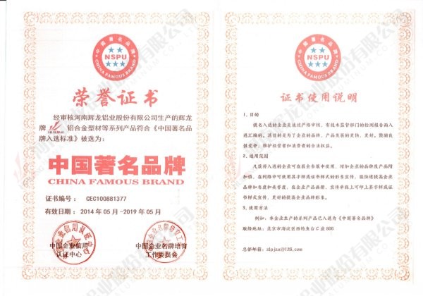 China Famous Brand Certificate